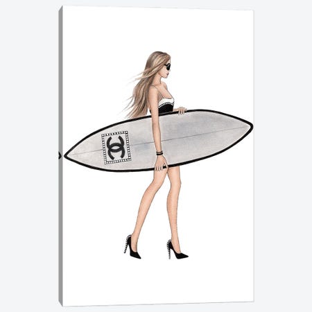 Surf Girl Canvas Print #LLN70} by LaLana Arts Art Print