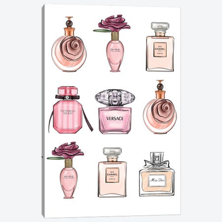 Pink & Black Coco Perfume Bottle on Extra Tall Book Stack with Pearls by Pomaikai Barron Fine Art Paper Print ( Fashion > Fashion Brands > Yves Saint