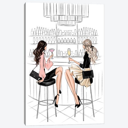 Girls In The Bar I Canvas Print #LLN74} by LaLana Arts Canvas Artwork