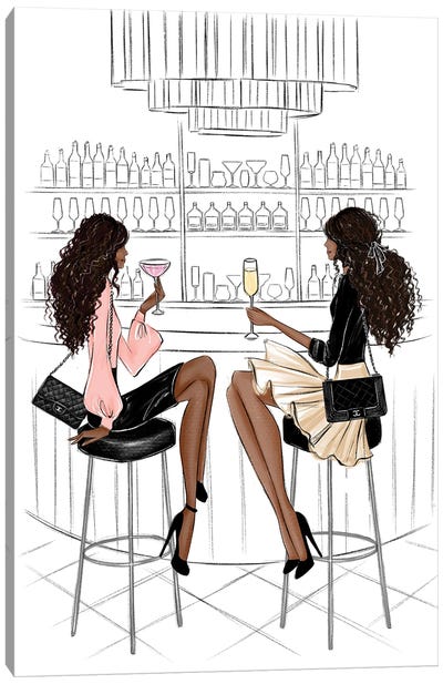 Girls In The Bar IV Canvas Art Print - Cocktail & Mixed Drink Art