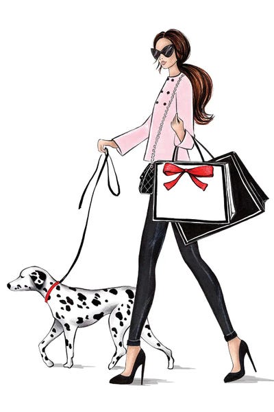 Dalmatians: Girl With Dalmateen Brunette by LaLana Arts