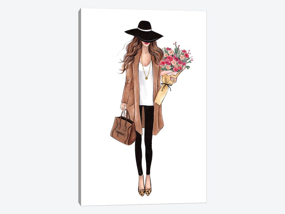 Fall Outfit Brunette by LaLana Arts 1-piece Canvas Art Print