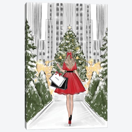 Rockefeller Center Blonde Girl Canvas Print #LLN98} by LaLana Arts Art Print