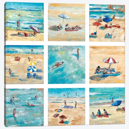 A Day At The Beach Canvas Print #LLO1} by Adolf Llovera Canvas Wall Art