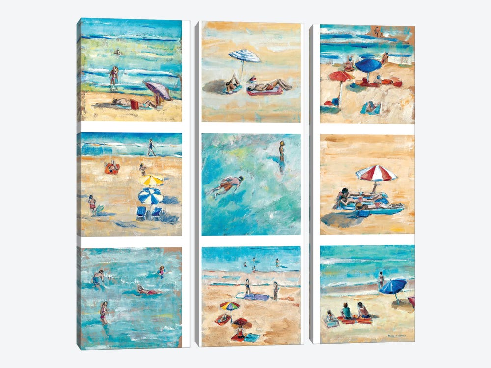 A Day At The Beach by Adolf Llovera 3-piece Canvas Wall Art
