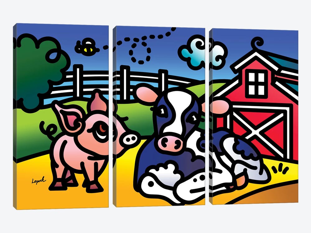 Farm Doodles I by Lisa Lopuck 3-piece Canvas Print