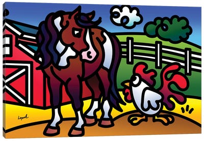 Farm Doodles II Canvas Art Print - Chicken & Rooster Art