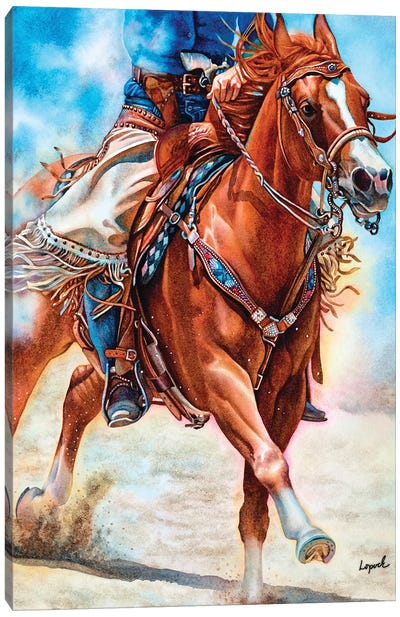 Guns Blazin Canvas Art Print - Cowboy & Cowgirl Art