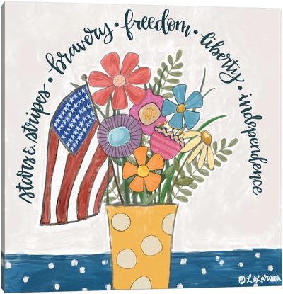 Patriotic Flower Pot Canvas Art Print