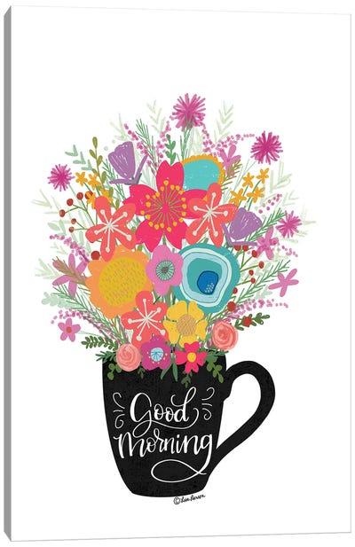 Good Morning Coffee Floral Canvas Art Print