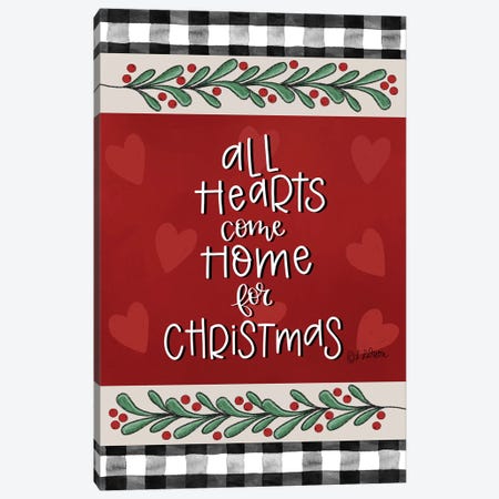 All Hearts Come Home At Christmas Canvas Print #LLR39} by Lisa Larson Canvas Art Print