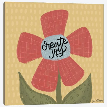 Create Joy Flower Canvas Print #LLR8} by Lisa Larson Canvas Wall Art