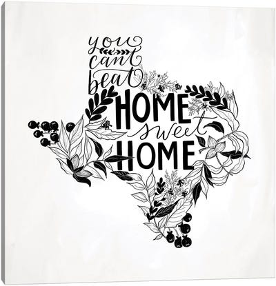 Home Sweet Home Texas B&W Canvas Art Print - Lily & Val