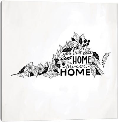 Home Sweet Home Virginia B&W Canvas Art Print - Virginia Art