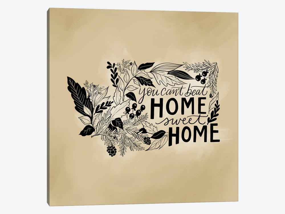 Home Sweet Home Washington - Color by Lily & Val 1-piece Canvas Wall Art