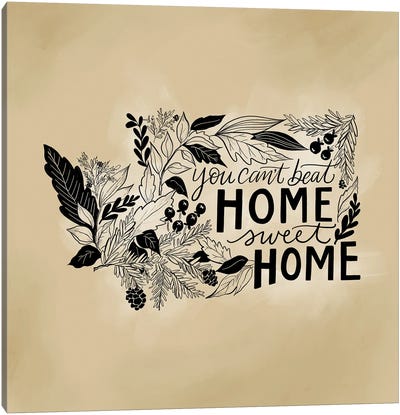 Home Sweet Home Washington - Color Canvas Art Print - Tan Art