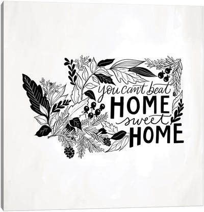 Home Sweet Home Washington B&W Canvas Art Print - Lily & Val