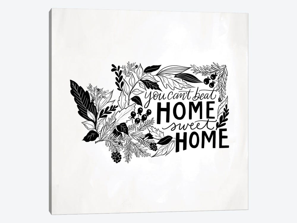 Home Sweet Home Washington B&W by Lily & Val 1-piece Canvas Print