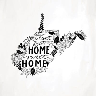 Home Sweet Home West Virginia B&W by Lily & Val art print