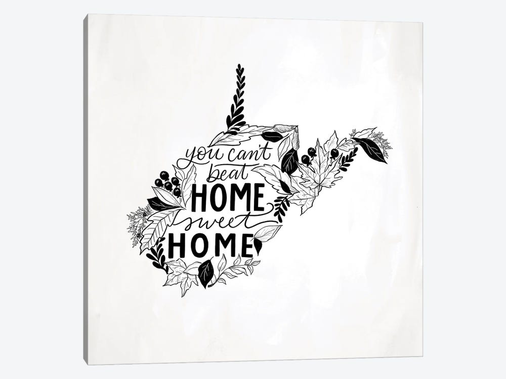 Home Sweet Home West Virginia B&W by Lily & Val 1-piece Canvas Art Print
