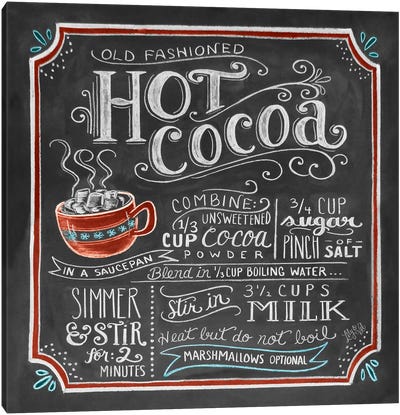 Hot Cocoa Recipe Canvas Art Print - Food & Drink Typography