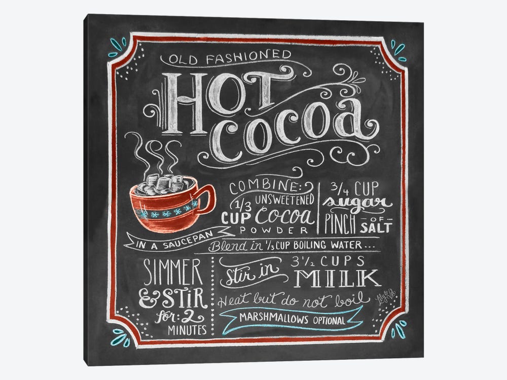 Hot Cocoa Recipe by Lily & Val 1-piece Canvas Art