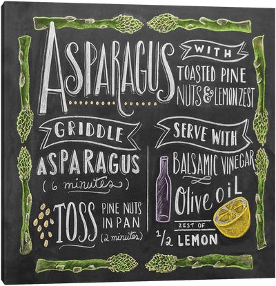 Asparagus Recipe Canvas Art Print - Vegetable Art
