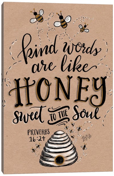 Kraft - Kind Words Are Like Honey Canvas Art Print - Bible Verse Art