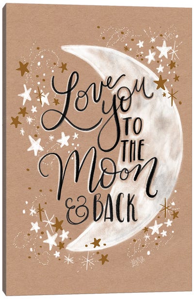 Kraft - Love You To The Moon Canvas Art Print - Lily & Val