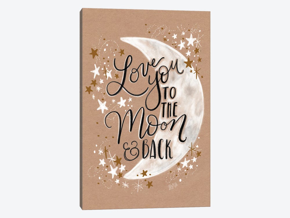 Kraft - Love You To The Moon by Lily & Val 1-piece Canvas Artwork