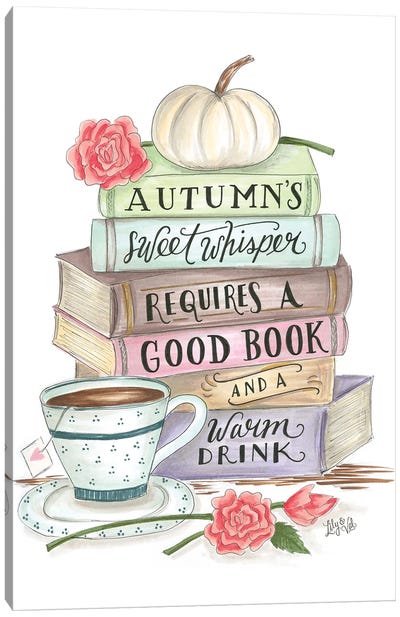 Autumn Books Canvas Art Print - Tea Art