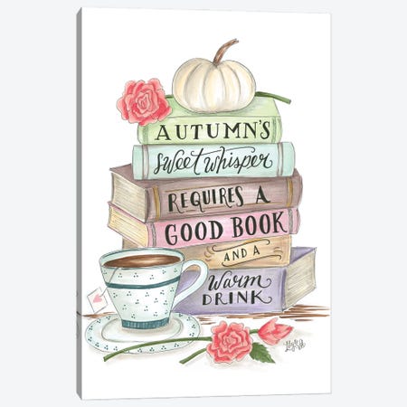 Autumn Books Canvas Print #LLV12} by Lily & Val Art Print