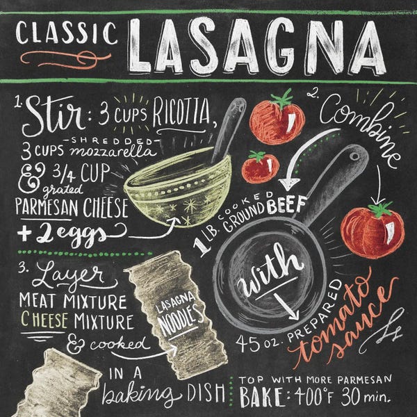 Typography: Lasagna Recipe by Lily & Val