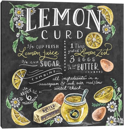 Lemoncurd Recipe Canvas Art Print - Farmhouse Kitchen Art