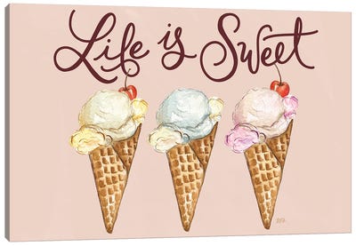 Life Is Sweet Icecream Canvas Art Print - Sweets & Dessert Art