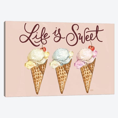 Life Is Sweet Icecream Canvas Print #LLV138} by Lily & Val Canvas Artwork