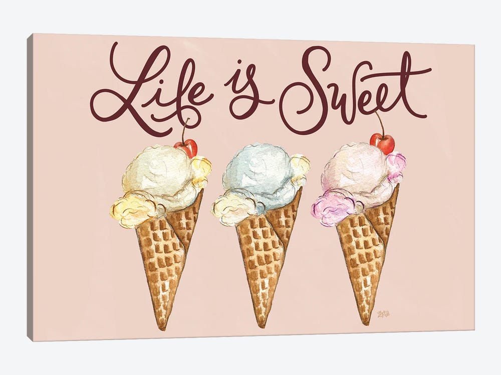 Life Is Sweet Icecream by Lily & Val 1-piece Canvas Art