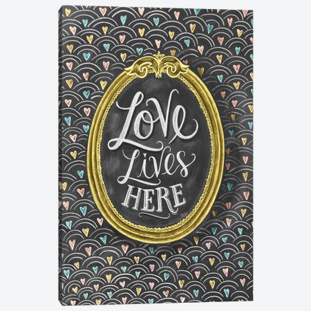 Love Lives Here Frame Canvas Print #LLV142} by Lily & Val Art Print