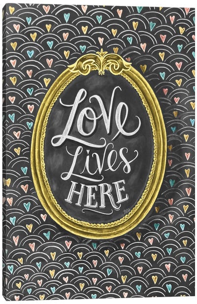 Love Lives Here Frame Canvas Art Print - Lily & Val