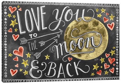 Love You To The Moon Hearts Canvas Art Print - Lily & Val