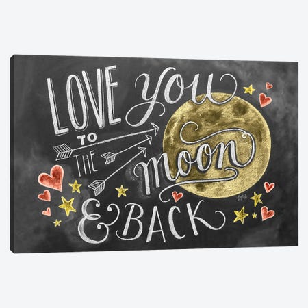 Love You To The Moon Hearts Canvas Print #LLV146} by Lily & Val Canvas Wall Art