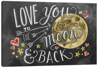 Love You To The Moon Hearts Canvas Art Print - Lily & Val