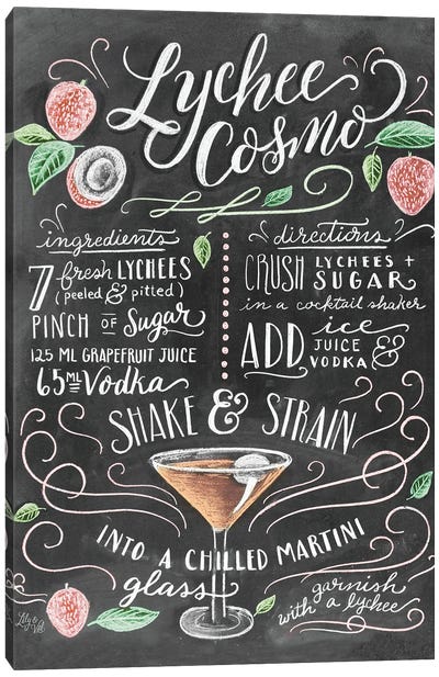 Lychee Cosmo Recipe Canvas Art Print - Lily & Val