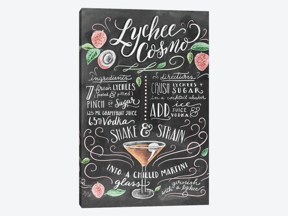 Lychee Cosmo Recipe by Lily & Val 1-piece Canvas Wall Art