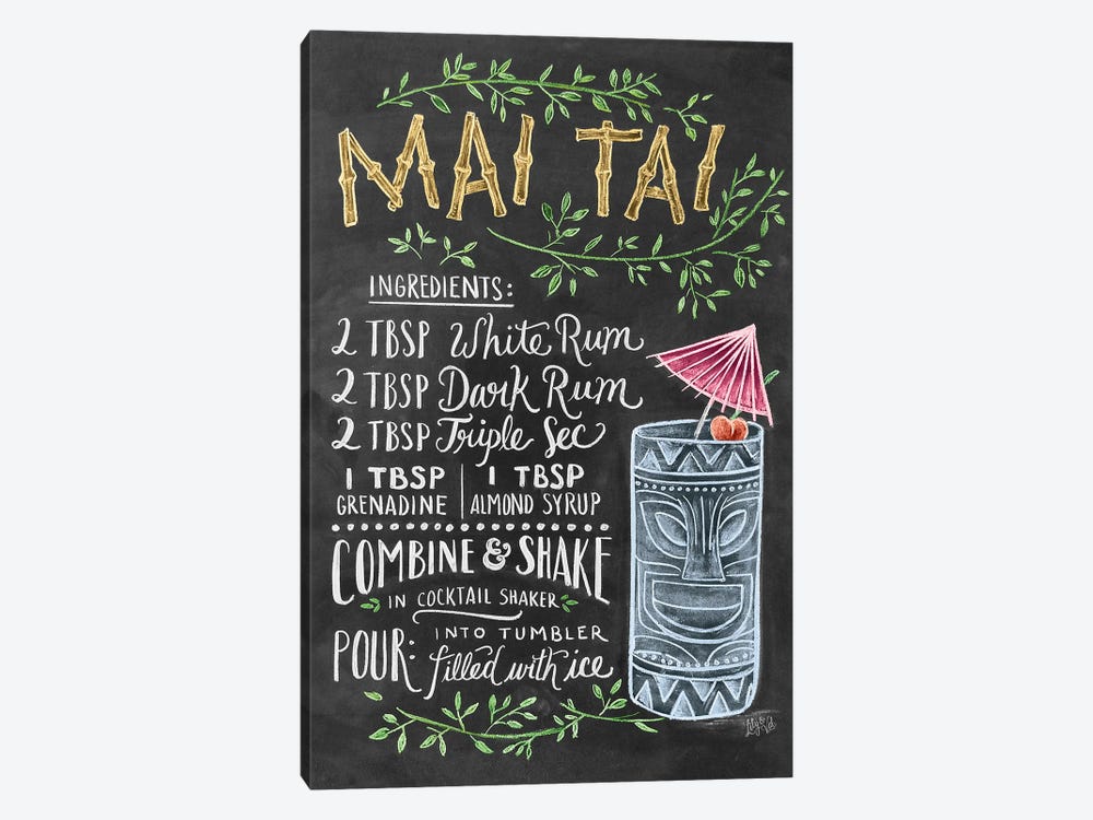 Mai Tai Recipe by Lily & Val 1-piece Canvas Artwork
