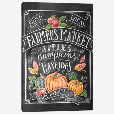 Autumn Farmers Market Canvas Print #LLV14} by Lily & Val Canvas Art