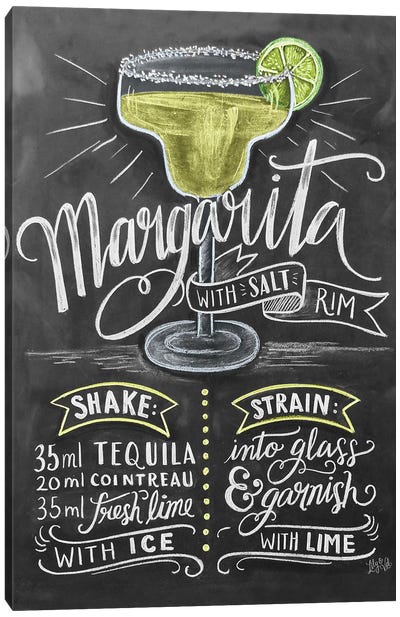 Margarita Recipe Canvas Art Print - Drink & Beverage Art