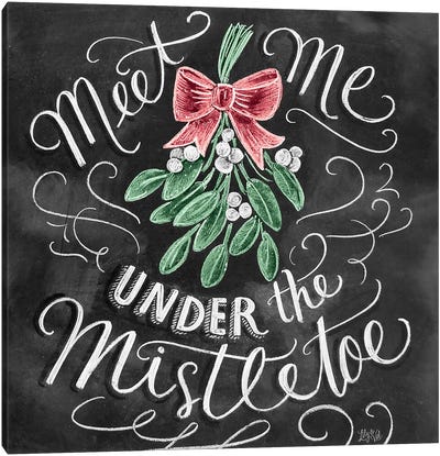 Meet Me Under The Mistletoe Canvas Art Print - Lily & Val