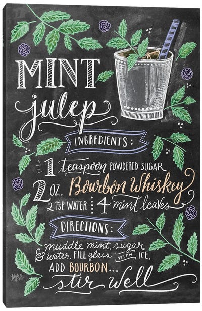 Mint Julep Recipe Canvas Art Print - Winery/Tavern