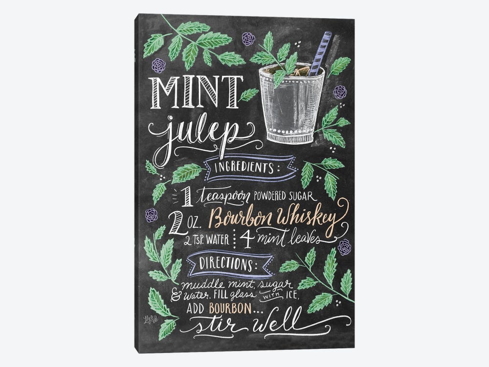 Mint Julep Recipe by Lily & Val 1-piece Canvas Wall Art
